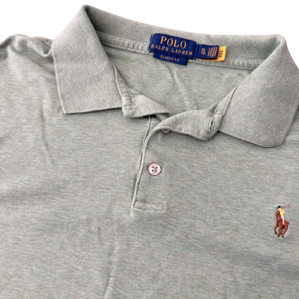 Polo Ralph Lauren Mens XL Classic Fit Heather Sage Green Polo Shirt